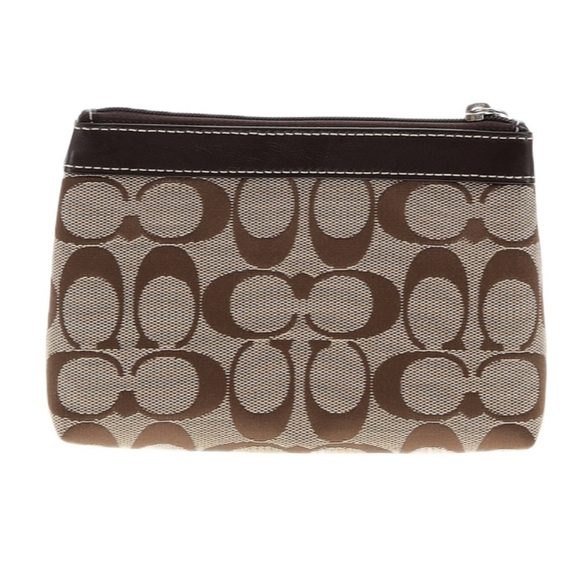 Coach Signature C Beige Wristlet -  7" L x 4.75" H x 1.25" D - Picture 2 of 9
